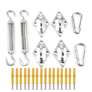 24 PCS / Set Outdoor Rectangle Shade Sail 304 Stainless Steel Accessories Outdoor Shade Flower Basket Screws Diamond Door Buckle