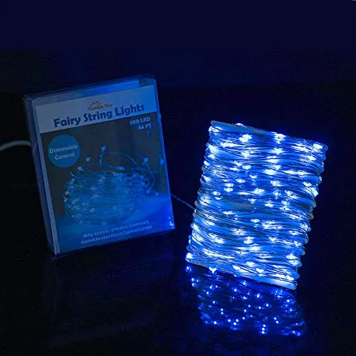 3 Inches LED String Light - Dimmable Control - Starry Silver Wire Lights - Blue