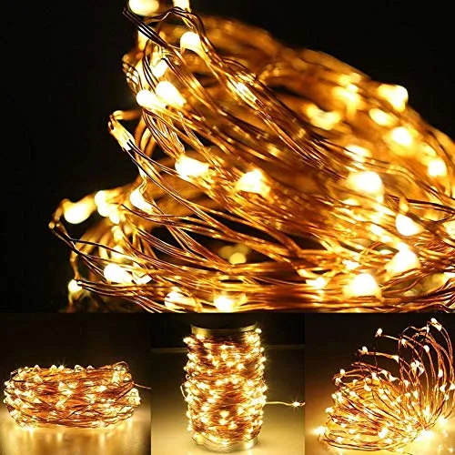 3.5 Inches LED String Light - 66ft Fairy Copper String Lights - USB Powered - 8 Modes & Timer - Warm White