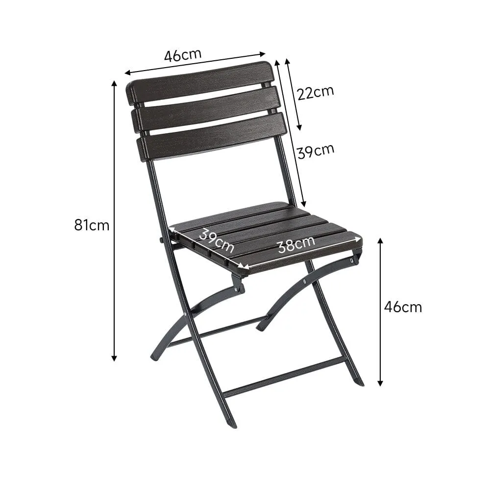 46cm W Set of 2 Outdoor Plastic Folding Chairs in Black