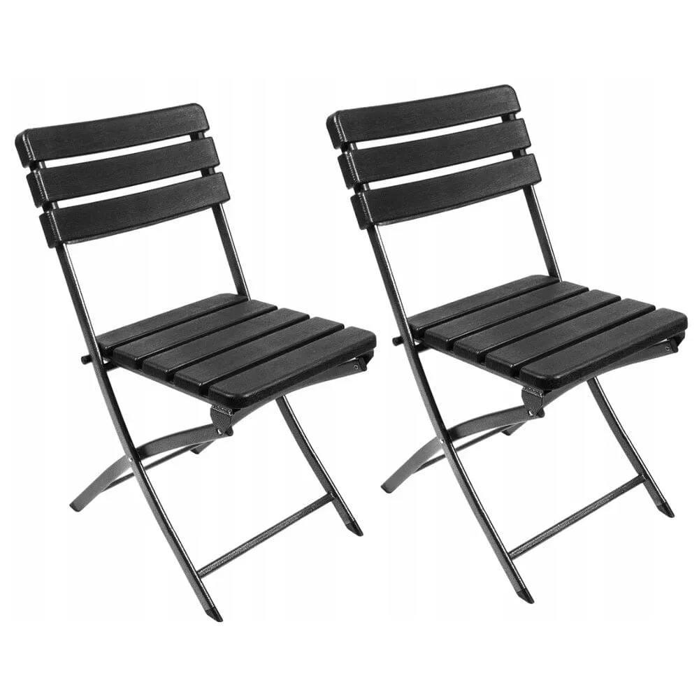 46cm W Set of 2 Outdoor Plastic Folding Chairs in Black