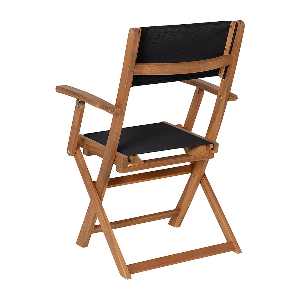 Alamont Home - Martindale 2PK All-Weather Acacia Wood and Mesh Folding Bistro Armchairs - Natural