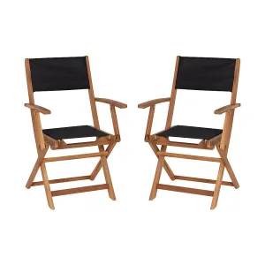 Alamont Home - Martindale 2PK All-Weather Acacia Wood and Mesh Folding Bistro Armchairs - Natural