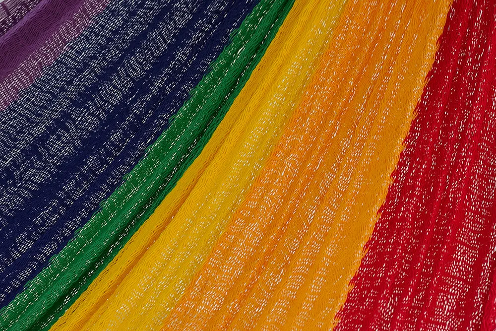 Authentic Mexican Cotton Hammock in Rainbow