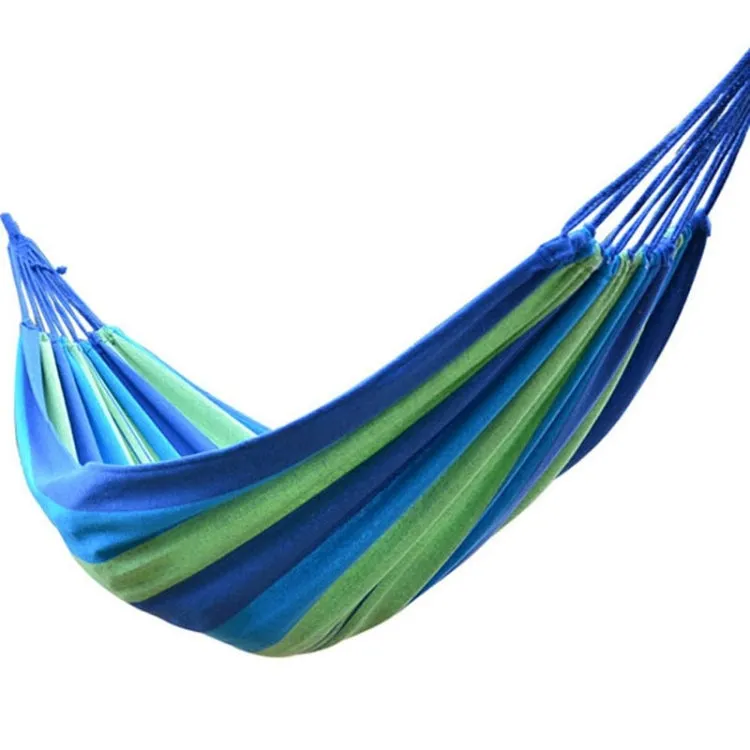 Blue Stripe Single Widening Camping Outdoor Canvas Hammock, Size: 190cm x 100cm