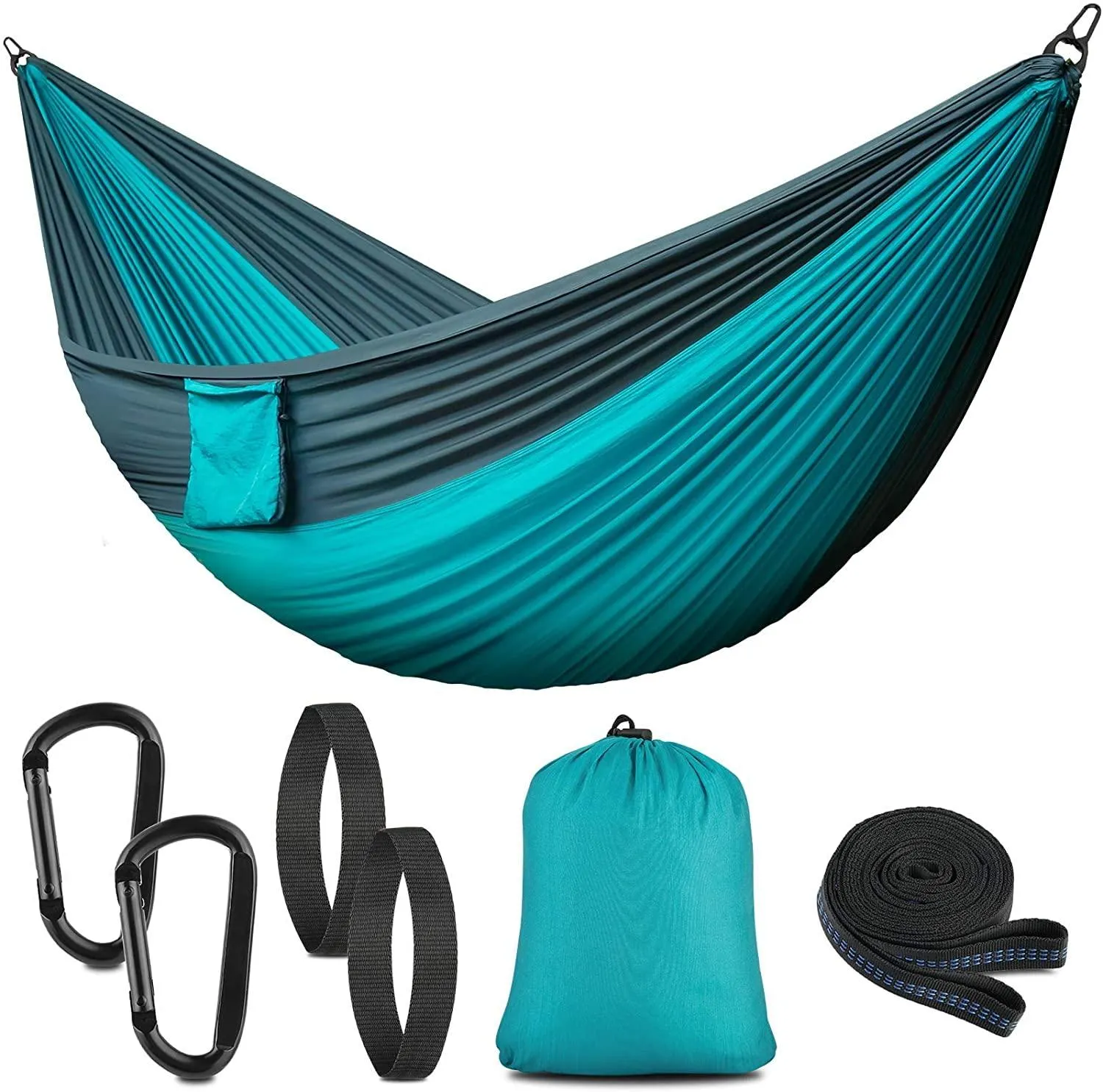 Camping Hammock Portable Nylon Hammocks with Tree Straps Single Lightweigtht Hammock Swing for Outdoors, Backpacking, Camping, Travel, Beach, Garden, Breathable & Quick Drying Parachute