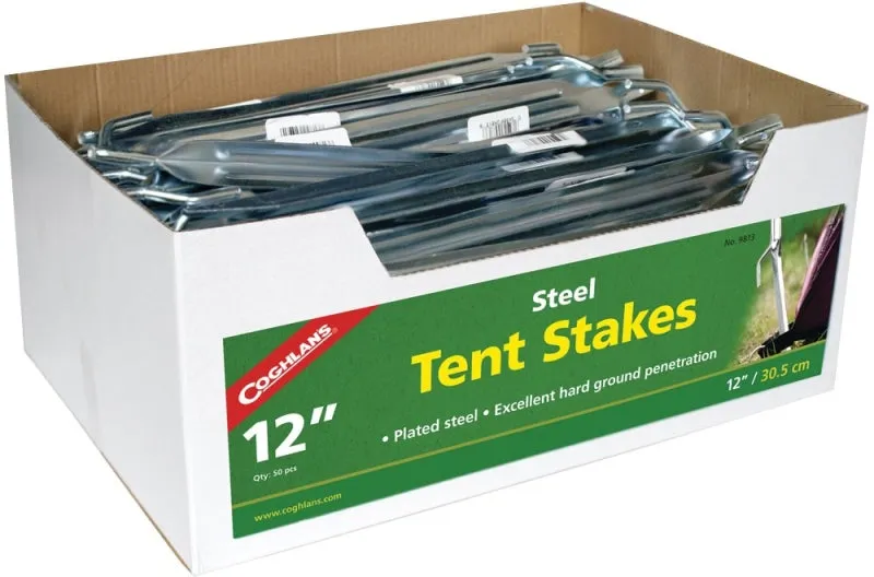 Coghlan's 9813 Tent Stake, 12 in L, 1/4 in W, Steel :EA: QUANTITY: 50