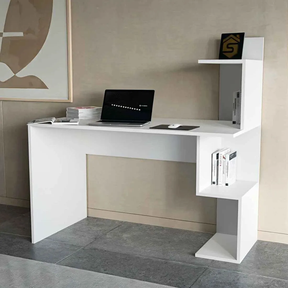 Compact & Elegant Study Desk – Scratch-Resistant MDF with Hydraulic Hinges