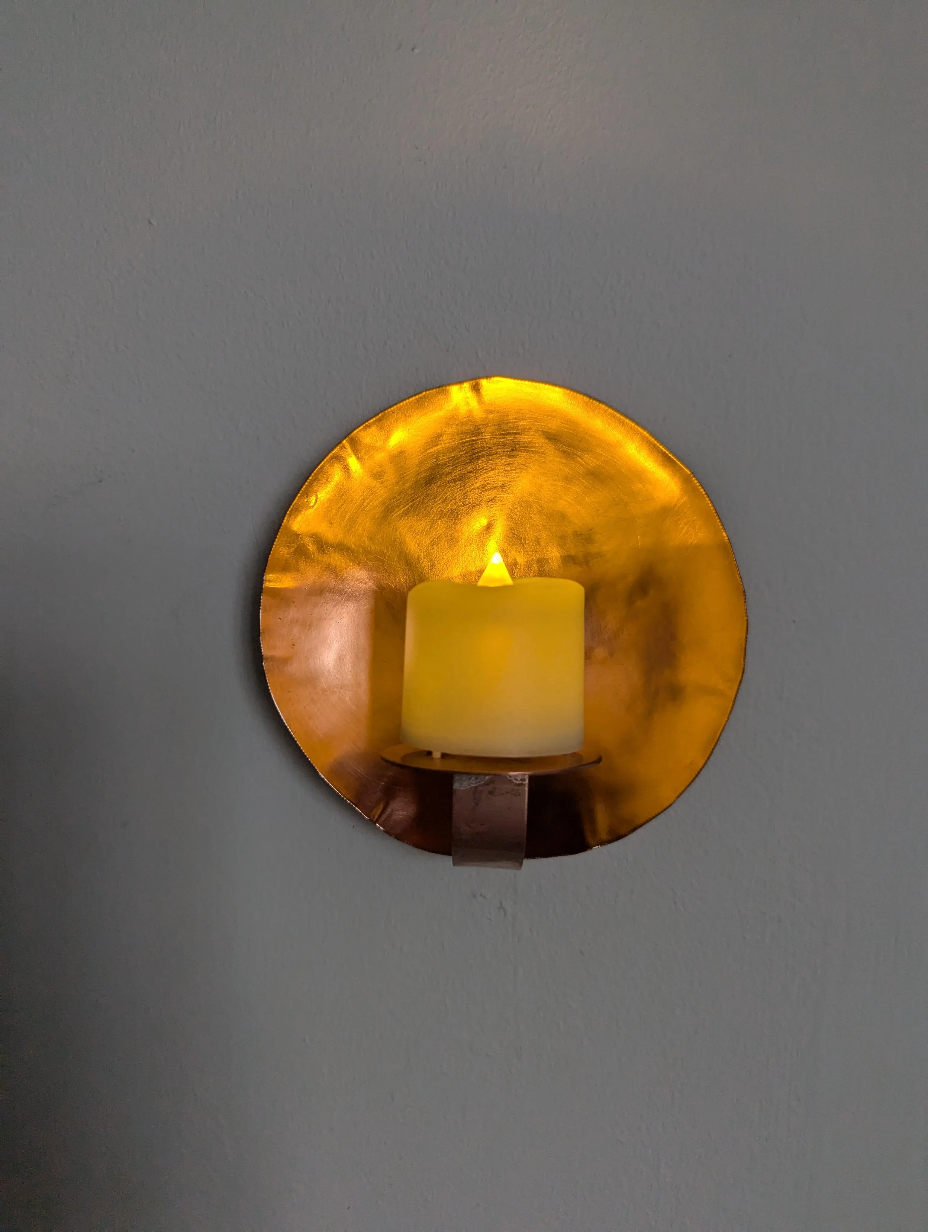 Copper wall sconce, ambient lighting