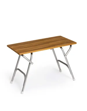 Folding Aluminum and Teak Top Boat Table 45 X 88 X 61 cm-M200T