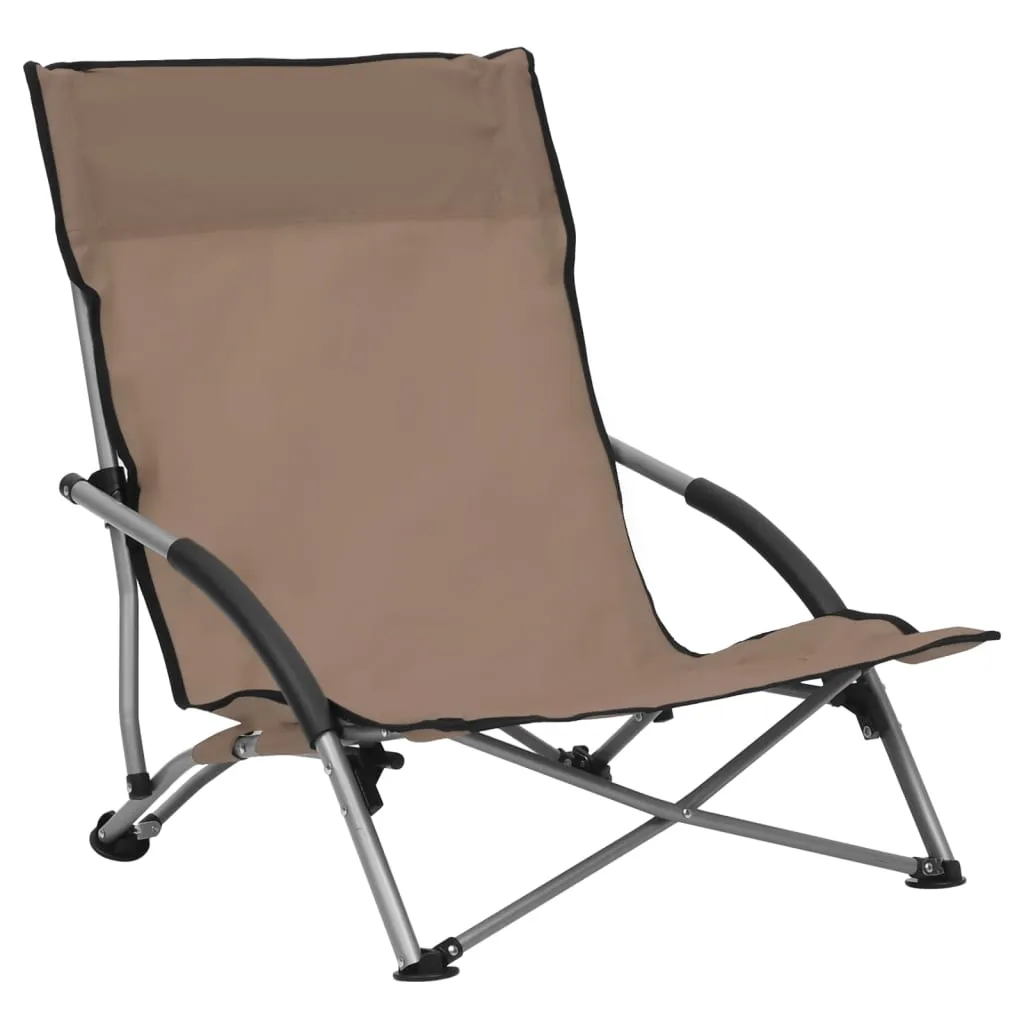 Folding Beach Chairs 2 pcs Taupe Fabric