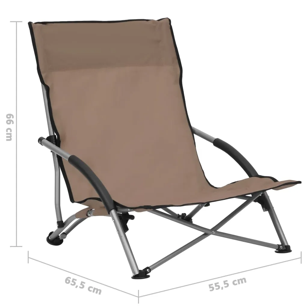 Folding Beach Chairs 2 pcs Taupe Fabric