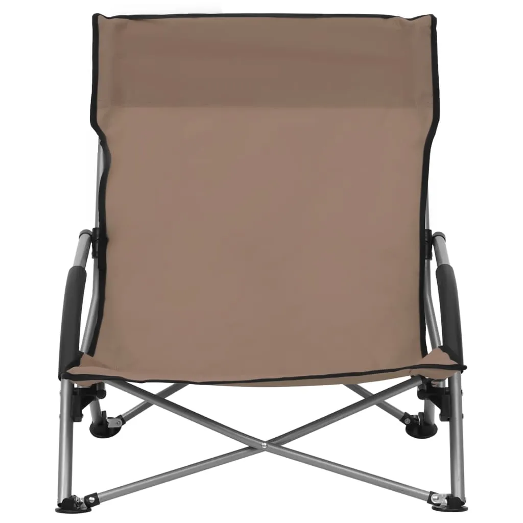 Folding Beach Chairs 2 pcs Taupe Fabric