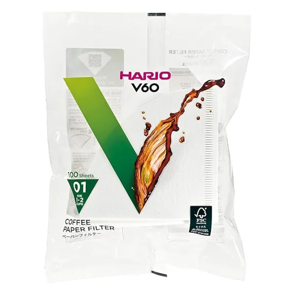 Hario V60 100Pcs White Paper Filters Bulk