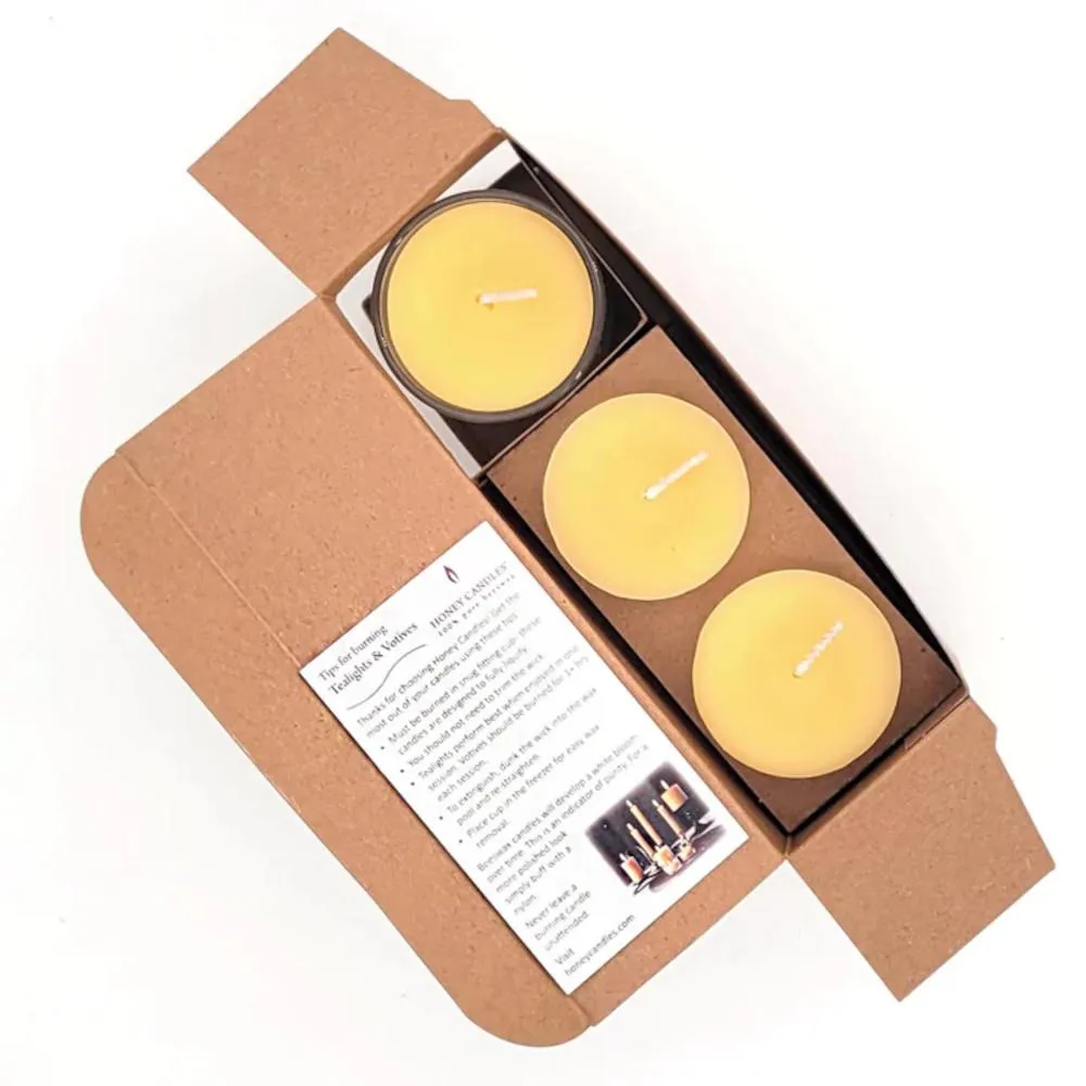 Honey Candles Scented Beeswax Votive Candles 3pk - Kootenay Forest