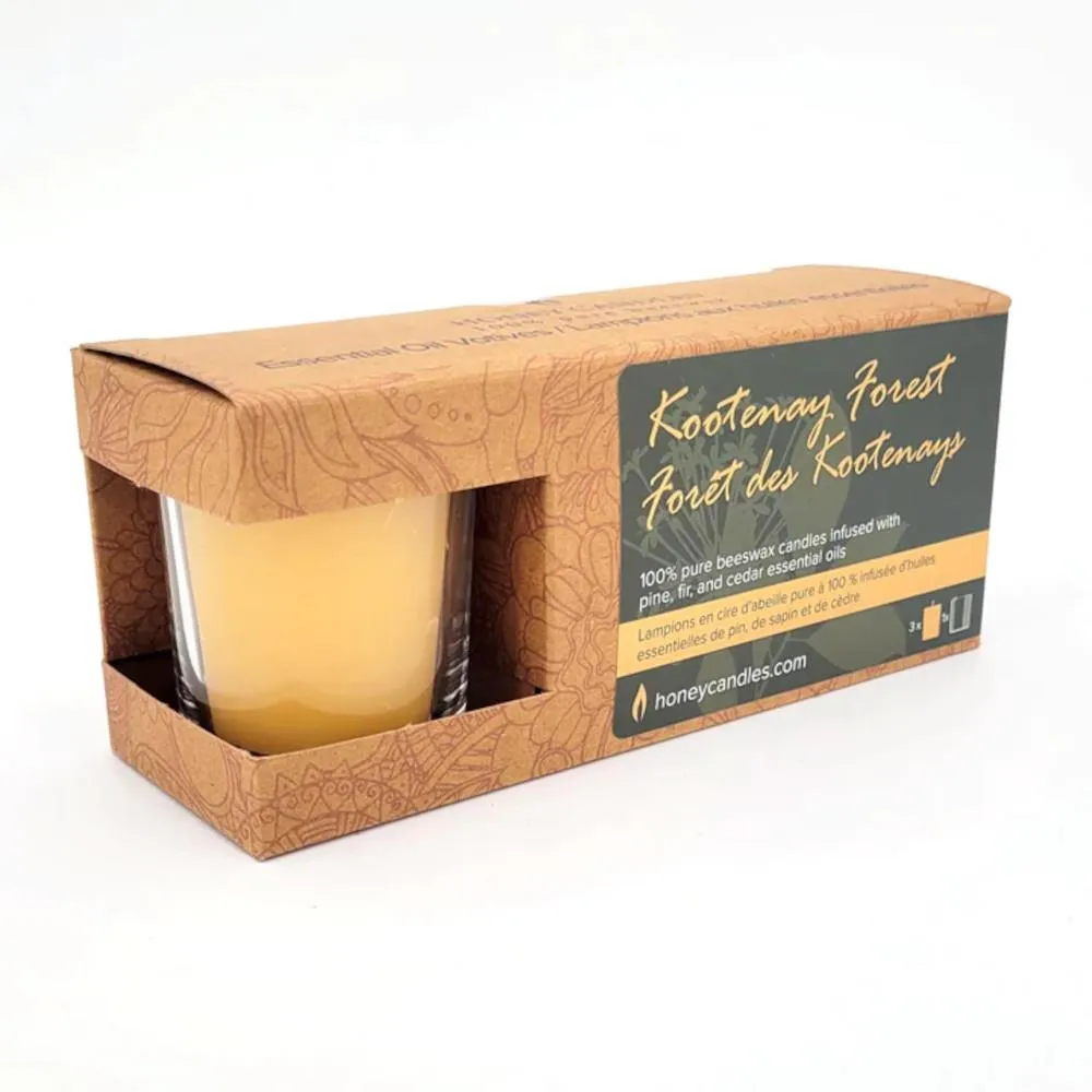 Honey Candles Scented Beeswax Votive Candles 3pk - Kootenay Forest