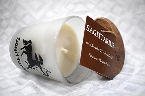 HS Candles Zodiac (Sagittarius), Aromatic Frosted Soy Wax Organic Candle, Burning time 20-24 Hours, Aromatherapy, Meditation,Gift, Home Decor |Born Nov-Dec|Pumpkin Spice Fragrance