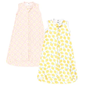 Hudson Baby Cotton Long-Sleeve Wearable Sleeping Bag, Sack, Blanket, Lemon Daisy Sleeveless