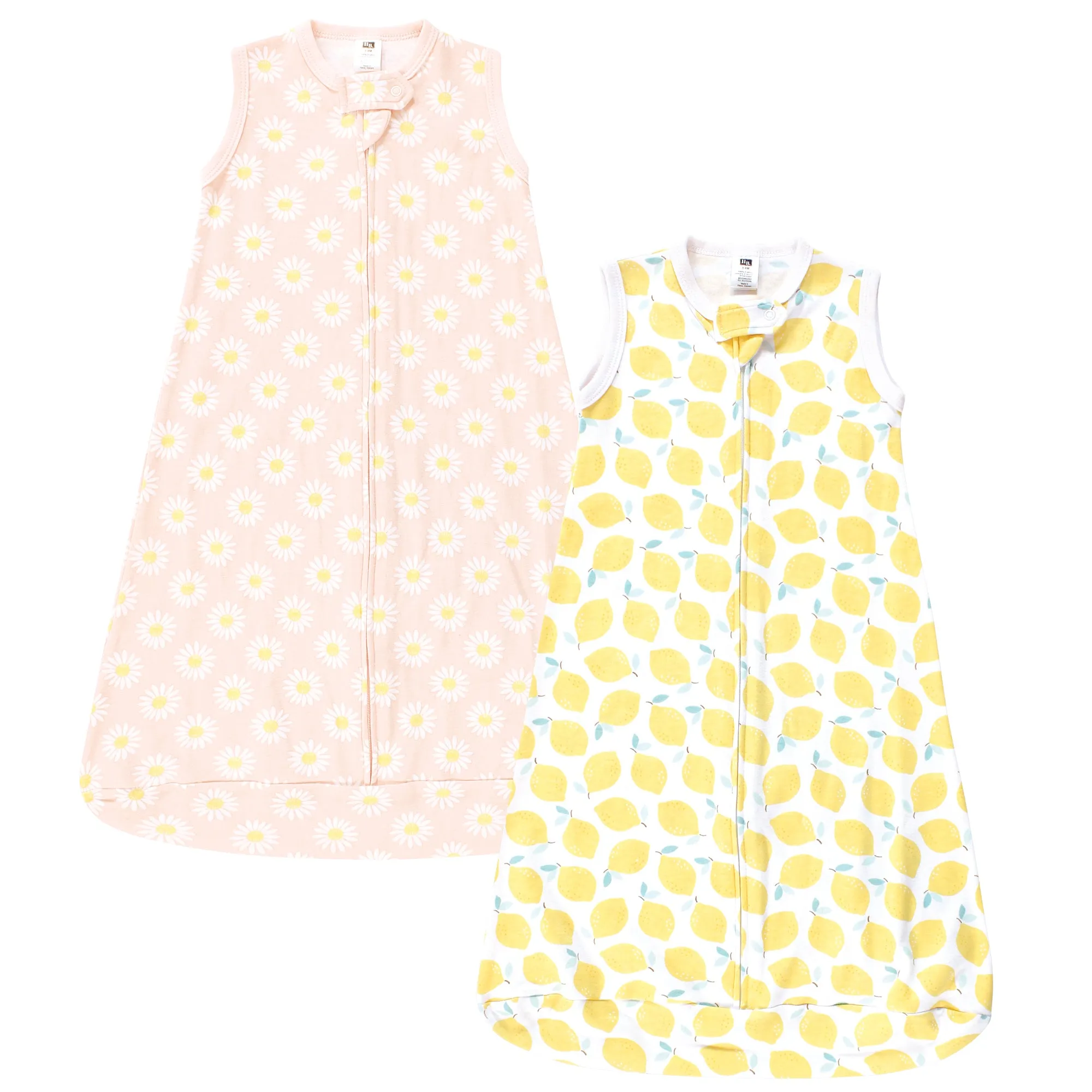 Hudson Baby Cotton Long-Sleeve Wearable Sleeping Bag, Sack, Blanket, Lemon Daisy Sleeveless