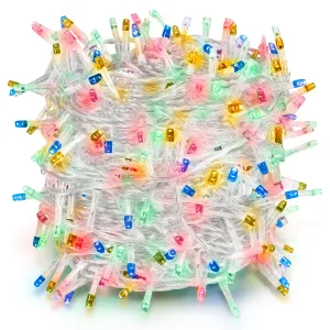 Indoor/Outdoor 8 Function LED Waterproof Fairy Lights with Clear Cable (800 Lights - 60M Cable) - Multicoloured