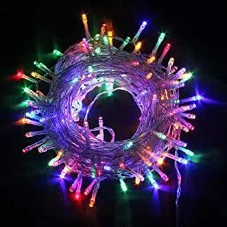 Indoor/Outdoor Static LED Waterproof Fairy Lights with Clear Cable (100) - Multicoloured