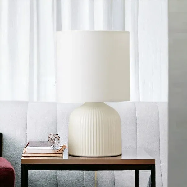 Ivory Ribbed Ceramic Table Lamp