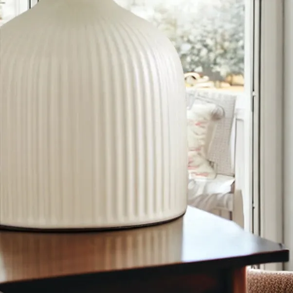 Ivory Ribbed Ceramic Table Lamp