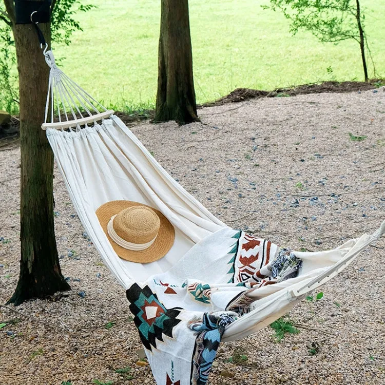 KLY829 Camping Indoor Hammock Outdoor Swing, Style: Single Reinforcement Anti-rollover Beige