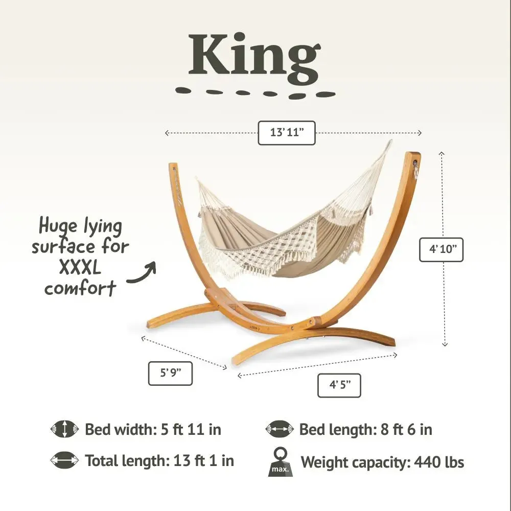 LA SIESTA Bossanova Kingsize Hammock with Wooden Stand (W 180 cm)