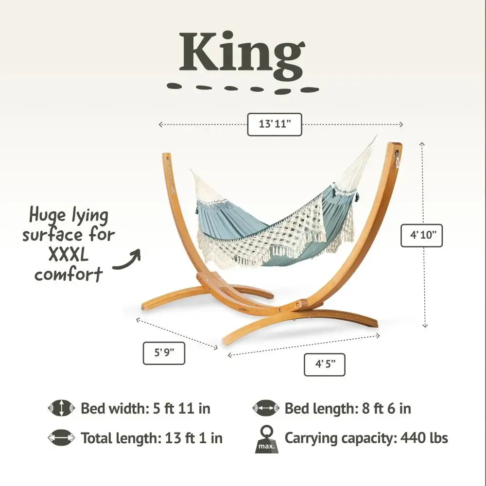 LA SIESTA Bossanova Kingsize Hammock with Wooden Stand (W 180 cm)