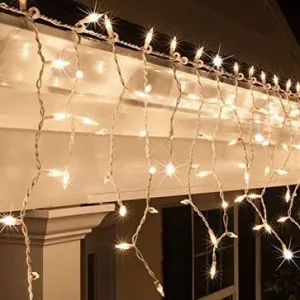 LED Indoor & Outdoor Snowing Icicle Chaser Lights with White Cable (180 Lights) - Warm White