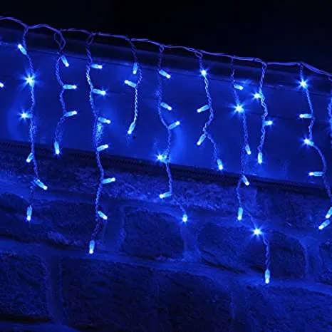 LED Indoor & Outdoor Snowing Icicle Chaser Lights with White Cable (360 Lights) - Blue Lights