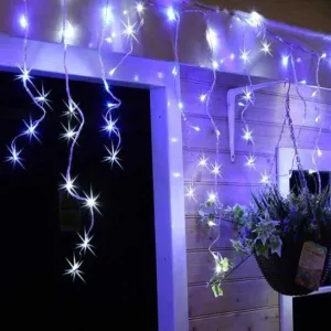 LED Indoor & Outdoor Snowing Icicle Lights with White Cable (480 Lights) - White Lights