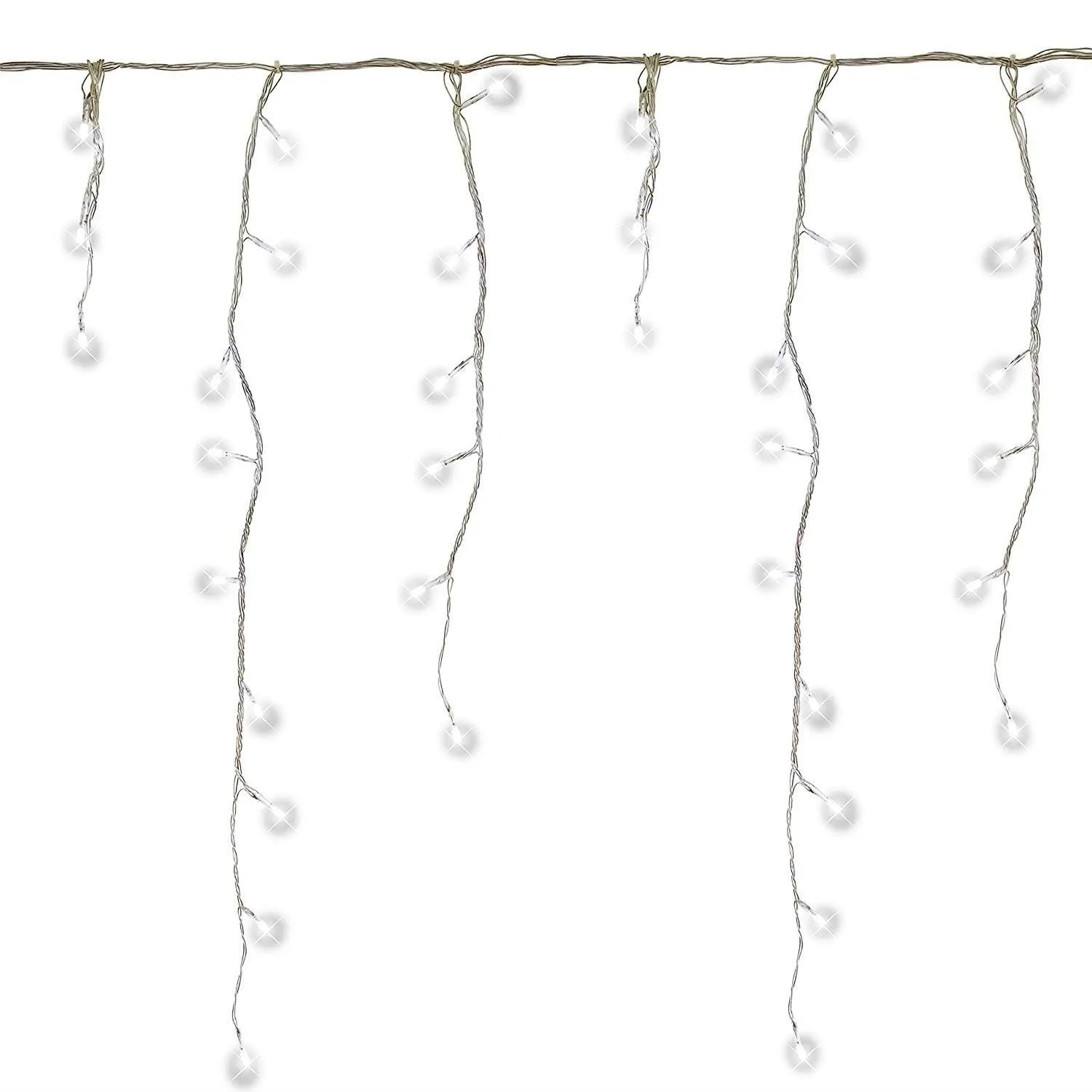 LED Indoor & Outdoor Snowing Icicle Lights with White Cable (480 Lights) - White Lights