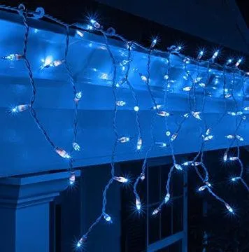 LED Snowing Icicle Indoor & Outdoor Christmas Fairy Lights with White Cable (360) - Blue & White