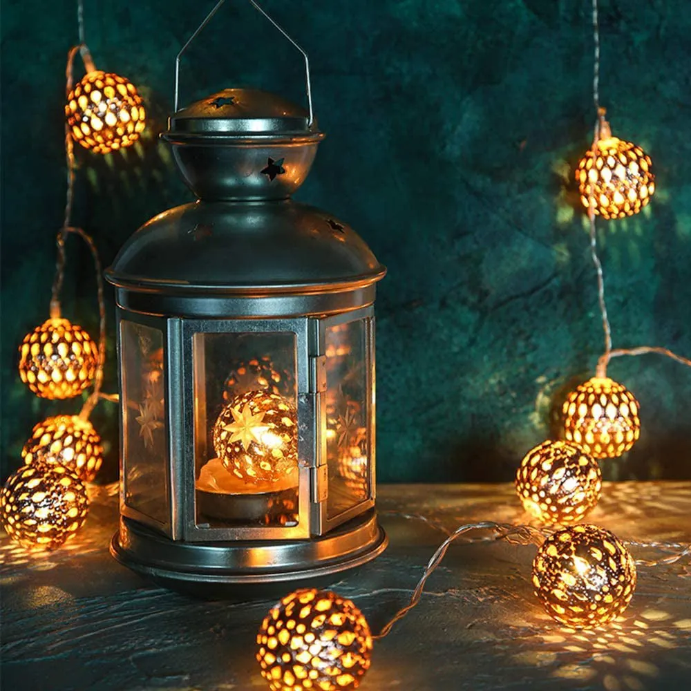 Moroccan String Lights Silver Battery Powered 20 LED