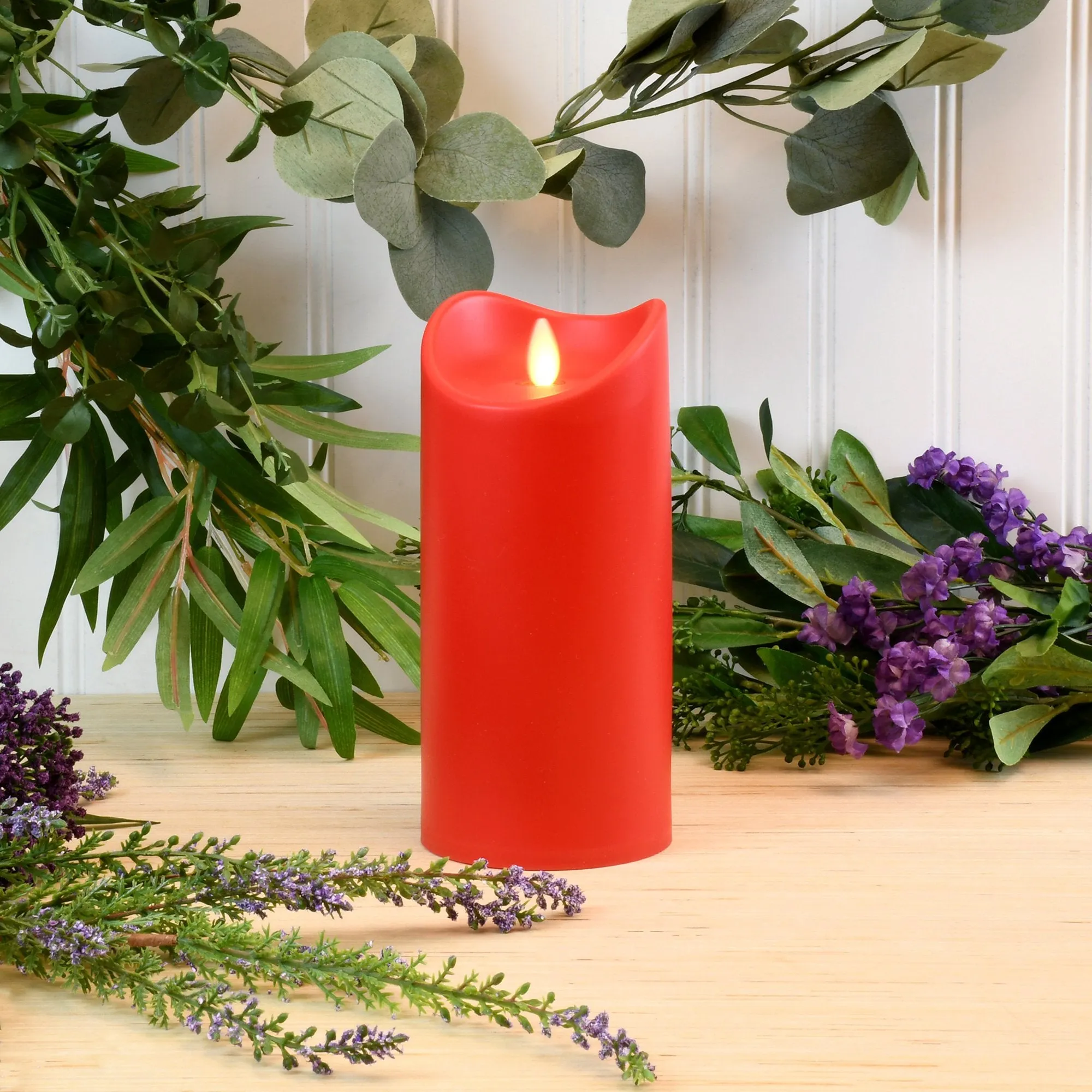 Moving Flame LED Red Pillar Candle