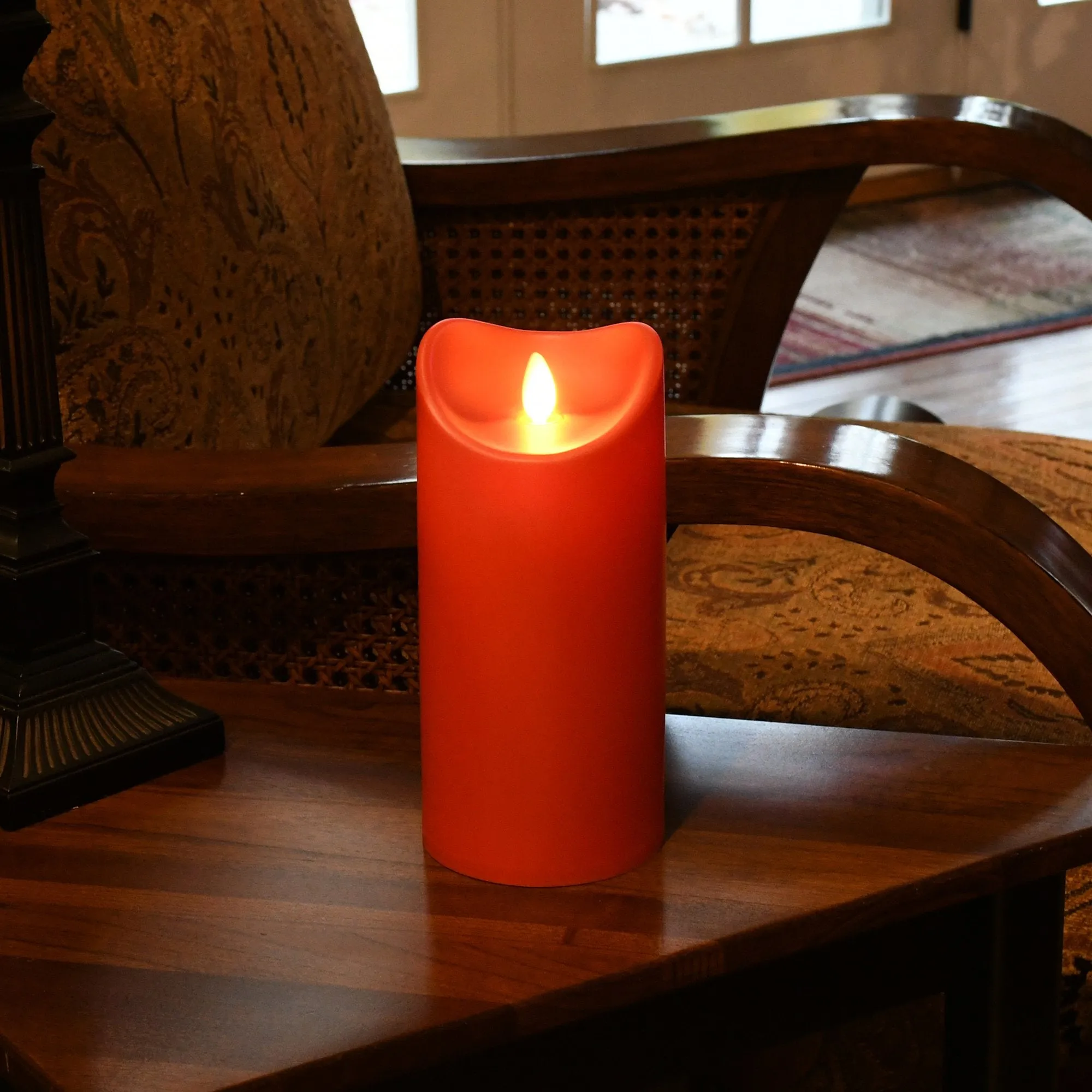 Moving Flame LED Red Pillar Candle