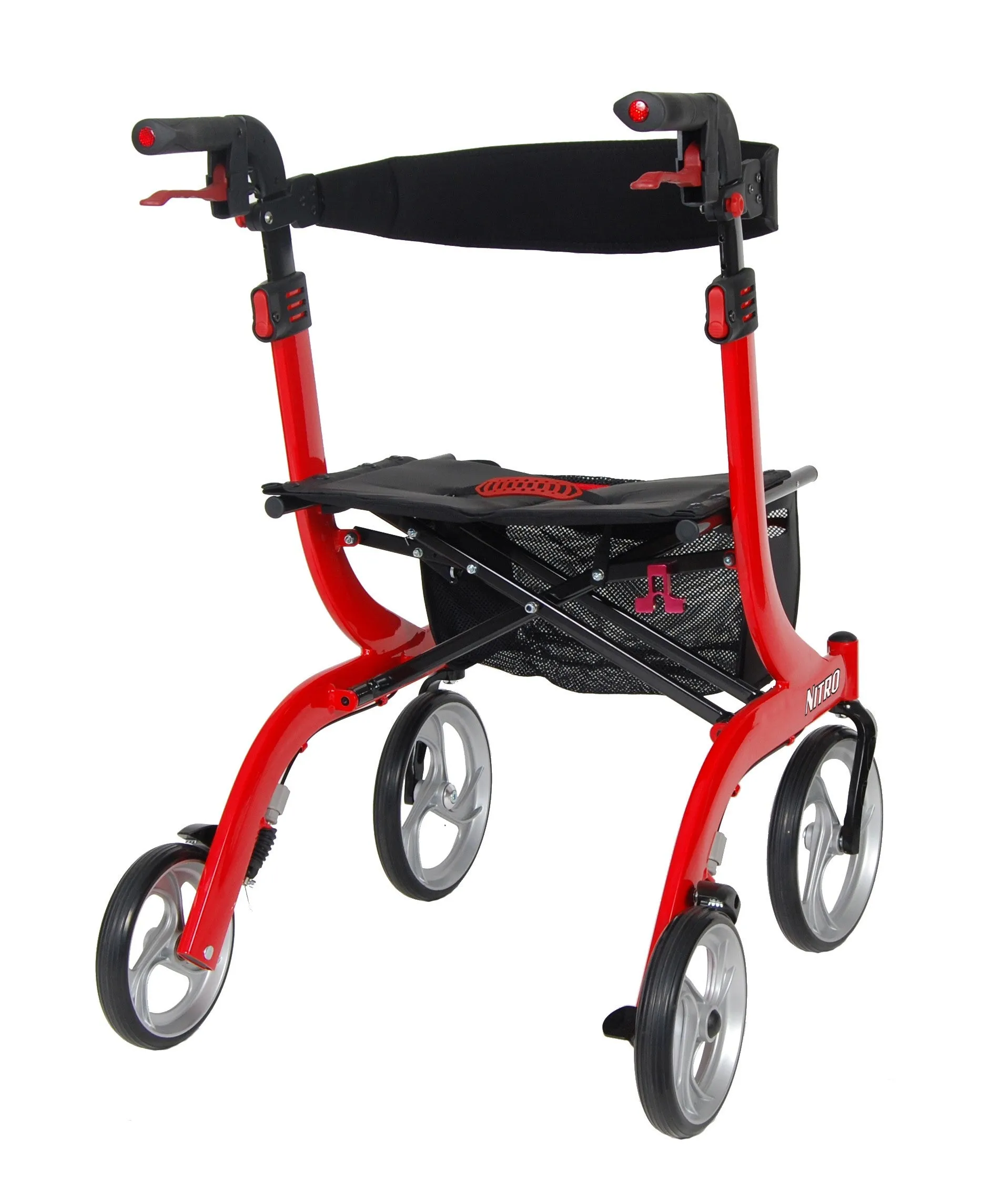 Nitro Aluminum Rollator, 10" Casters, Red