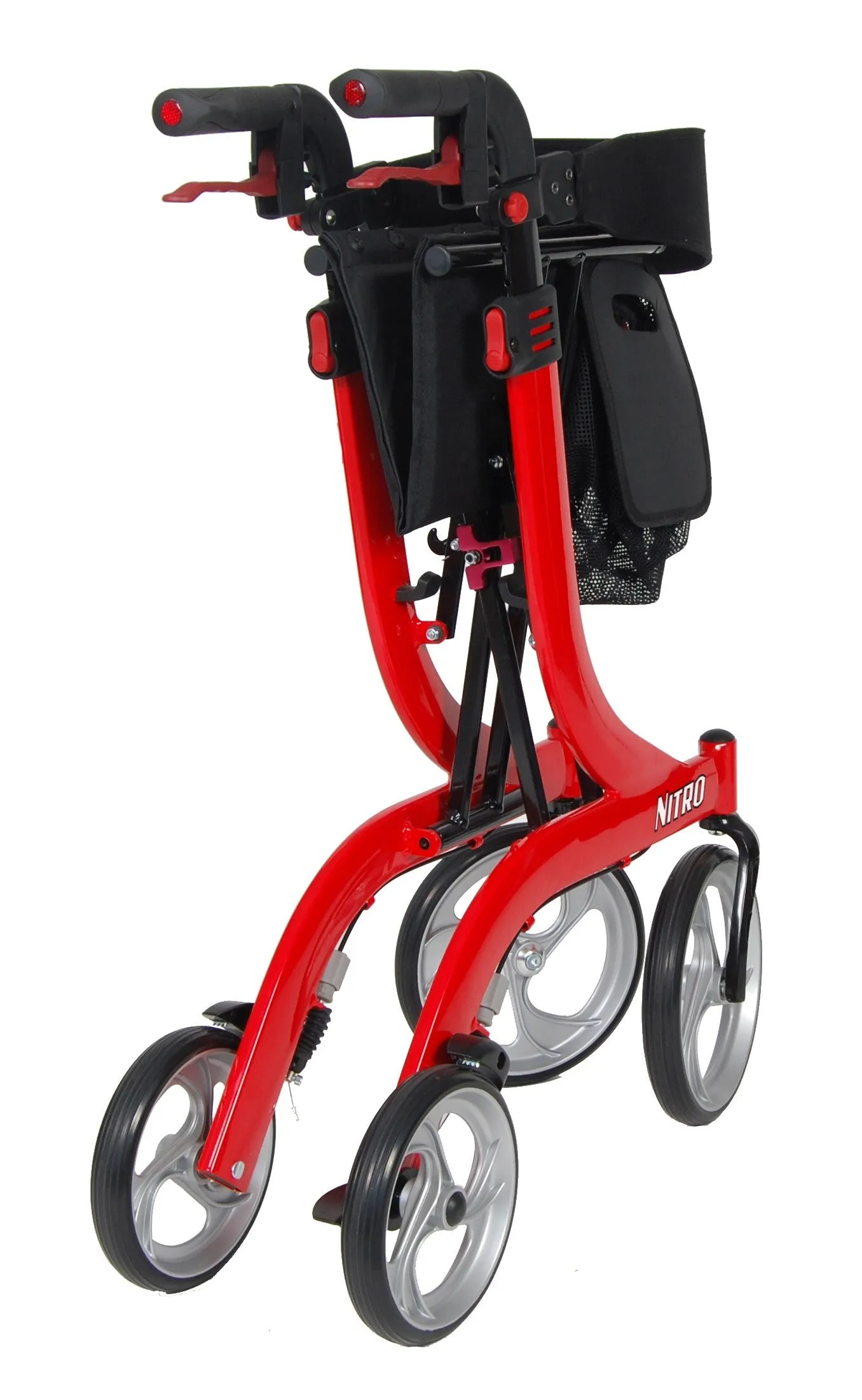 Nitro Aluminum Rollator, 10" Casters, Red