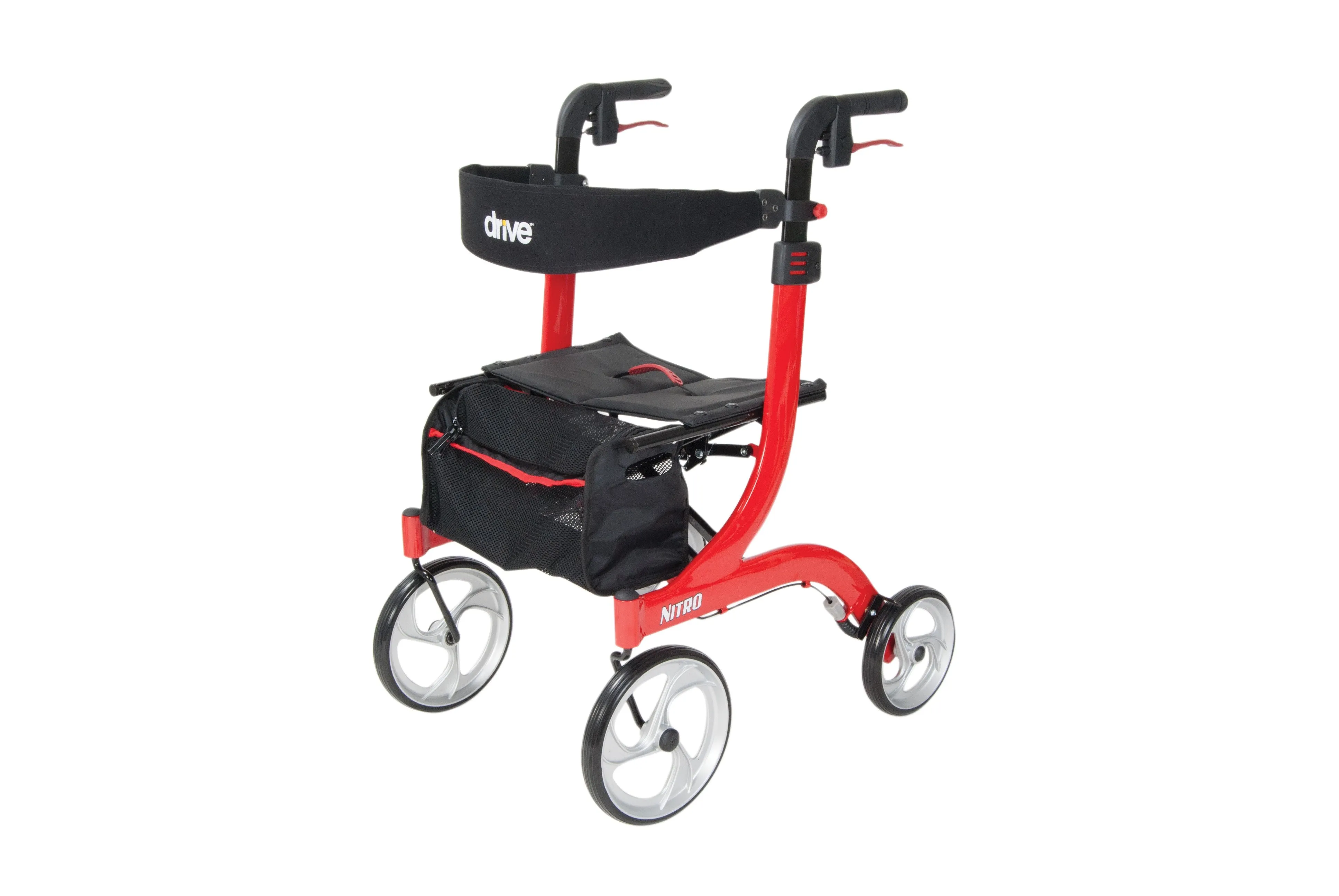 Nitro Aluminum Rollator, 10" Casters, Red