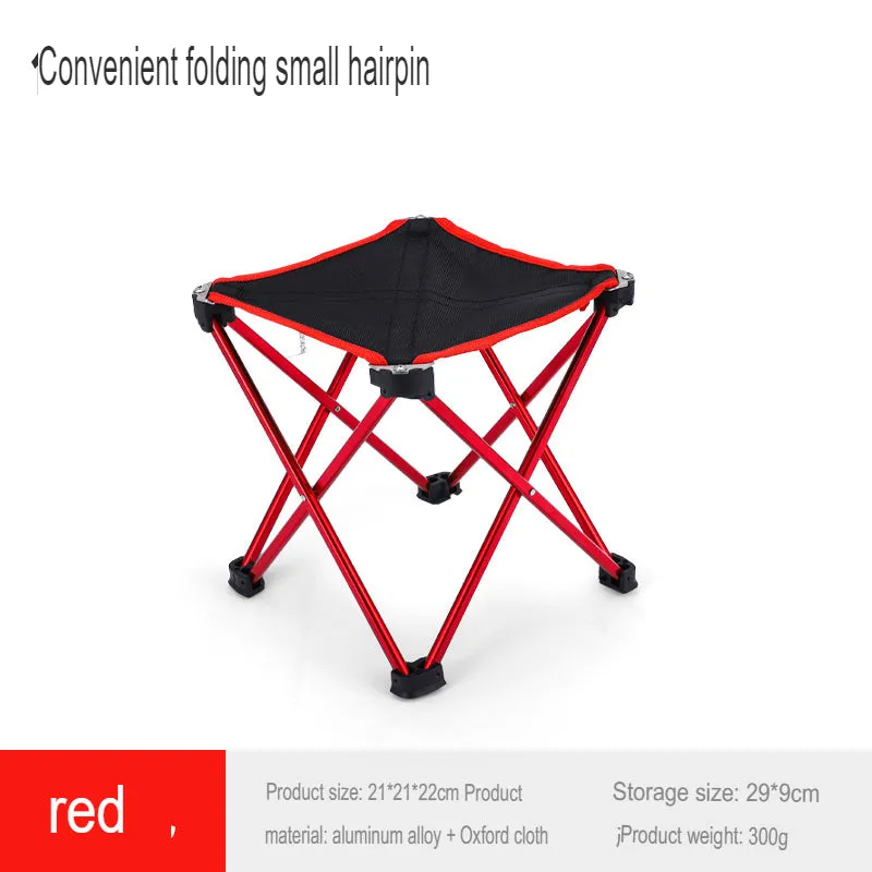 Outdoor Ultra-Light Aluminum Alloy Folding Stool Fishing Stool Multi-Functional Four-Corner Stool Small Mazar Space Chair Small