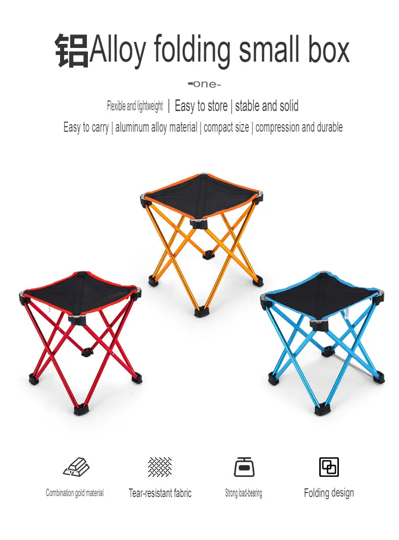 Outdoor Ultra-Light Aluminum Alloy Folding Stool Fishing Stool Multi-Functional Four-Corner Stool Small Mazar Space Chair Small