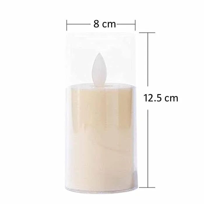 SKOFRI Glass Battery Operated Flameless Led Candles with Real Wax Moving Flame Glass Pillar Candles Warm White Flickering Night Light for Home Decoration Led Tea Light (Set of 2) (Gold)