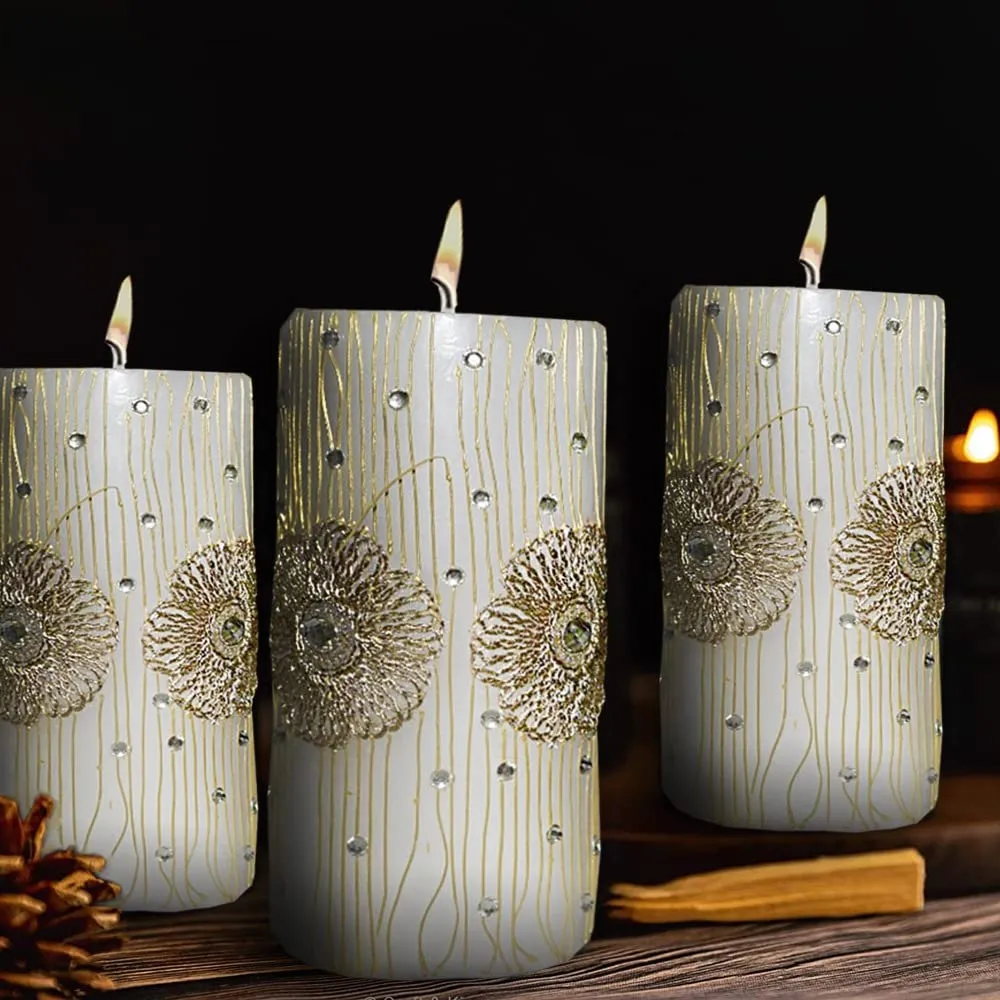 Tandem Multi Printed Pillar Candles Unscented for Home Decor, Spell, Ritual, Reiki, Decoration, Birthday (Set of 1) (15 x 7)