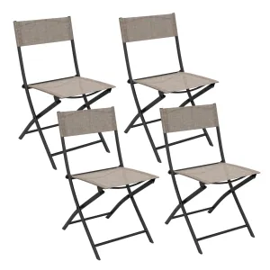 Tangkula Patio Folding Chairs Set of 4, Lightweight Camping Chairs with Breathable Seat