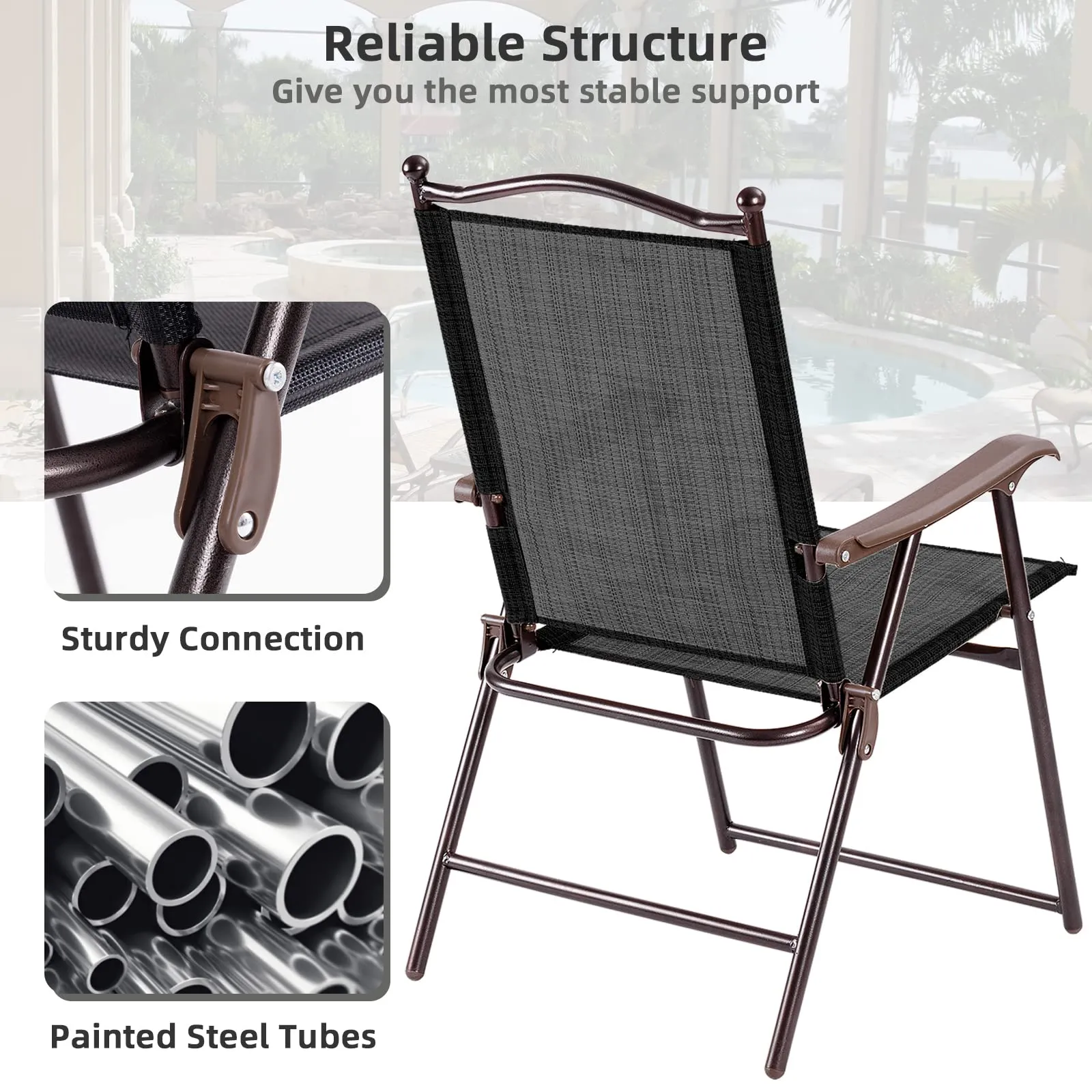 Tangkula Set of 2 Patio Folding Dining Chairs