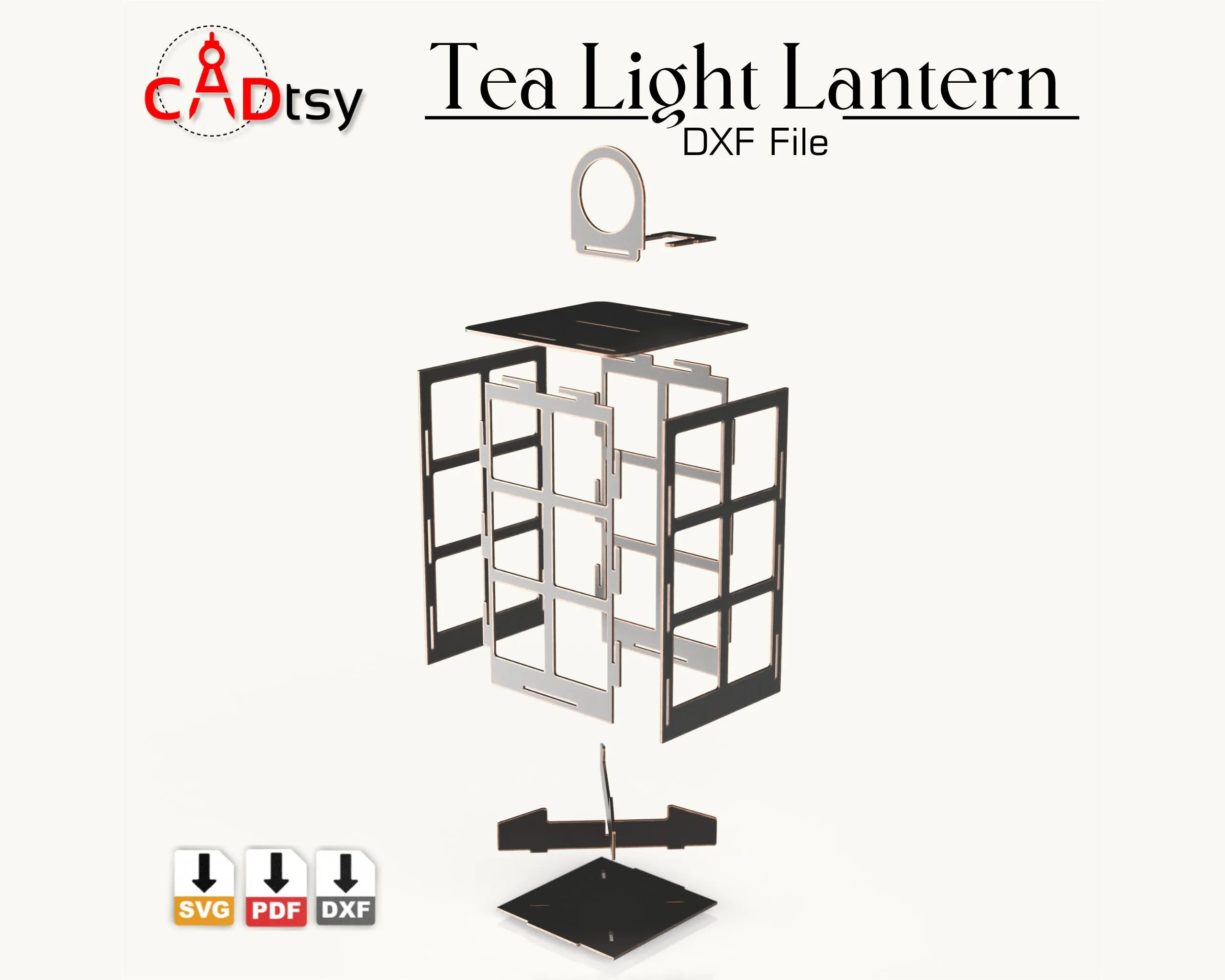 Tea Light Candle Lantern SVG / DXF - CNC Laser Cut Lamp Vector, Glowforge / Xtool Compatible