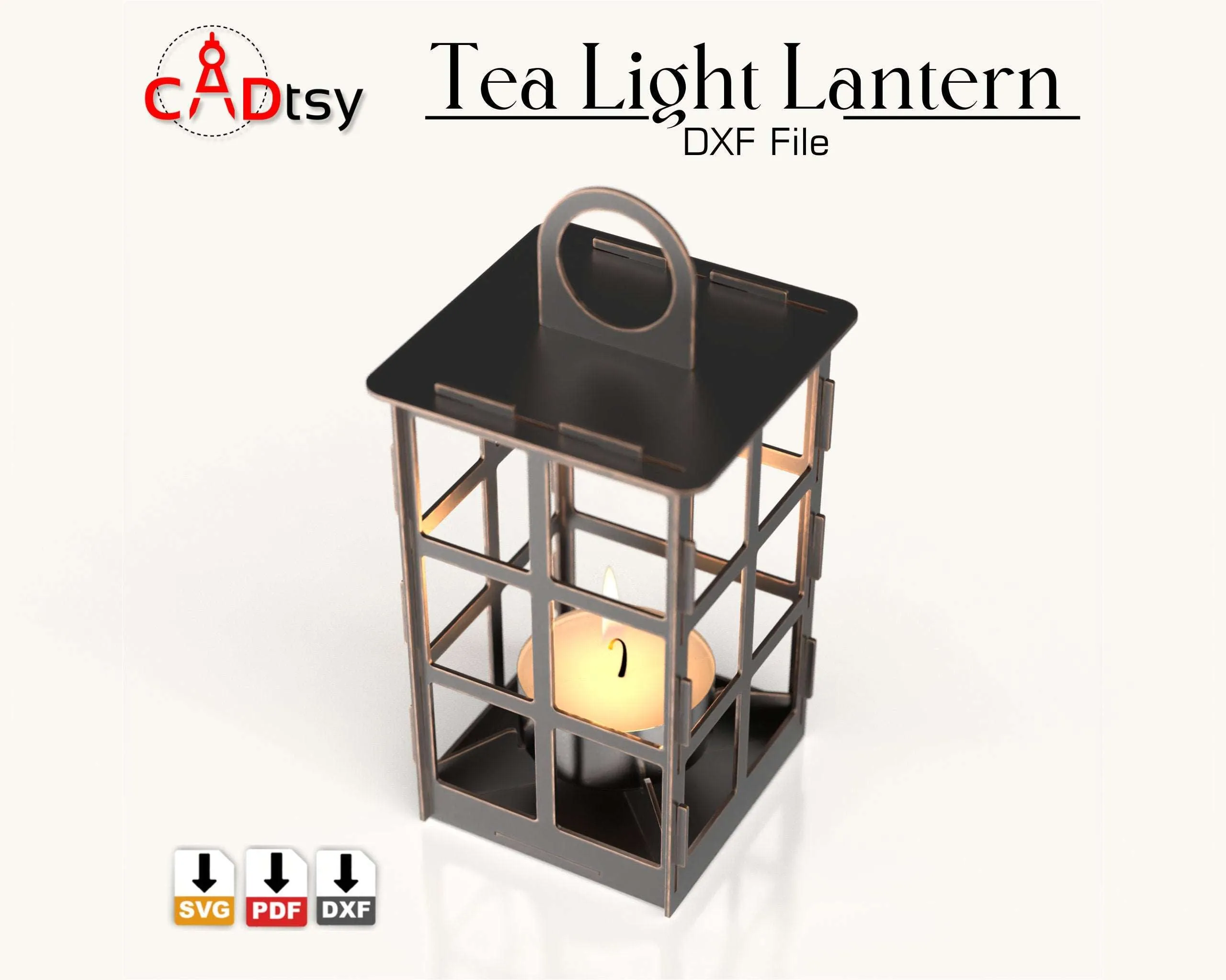 Tea Light Candle Lantern SVG / DXF - CNC Laser Cut Lamp Vector, Glowforge / Xtool Compatible