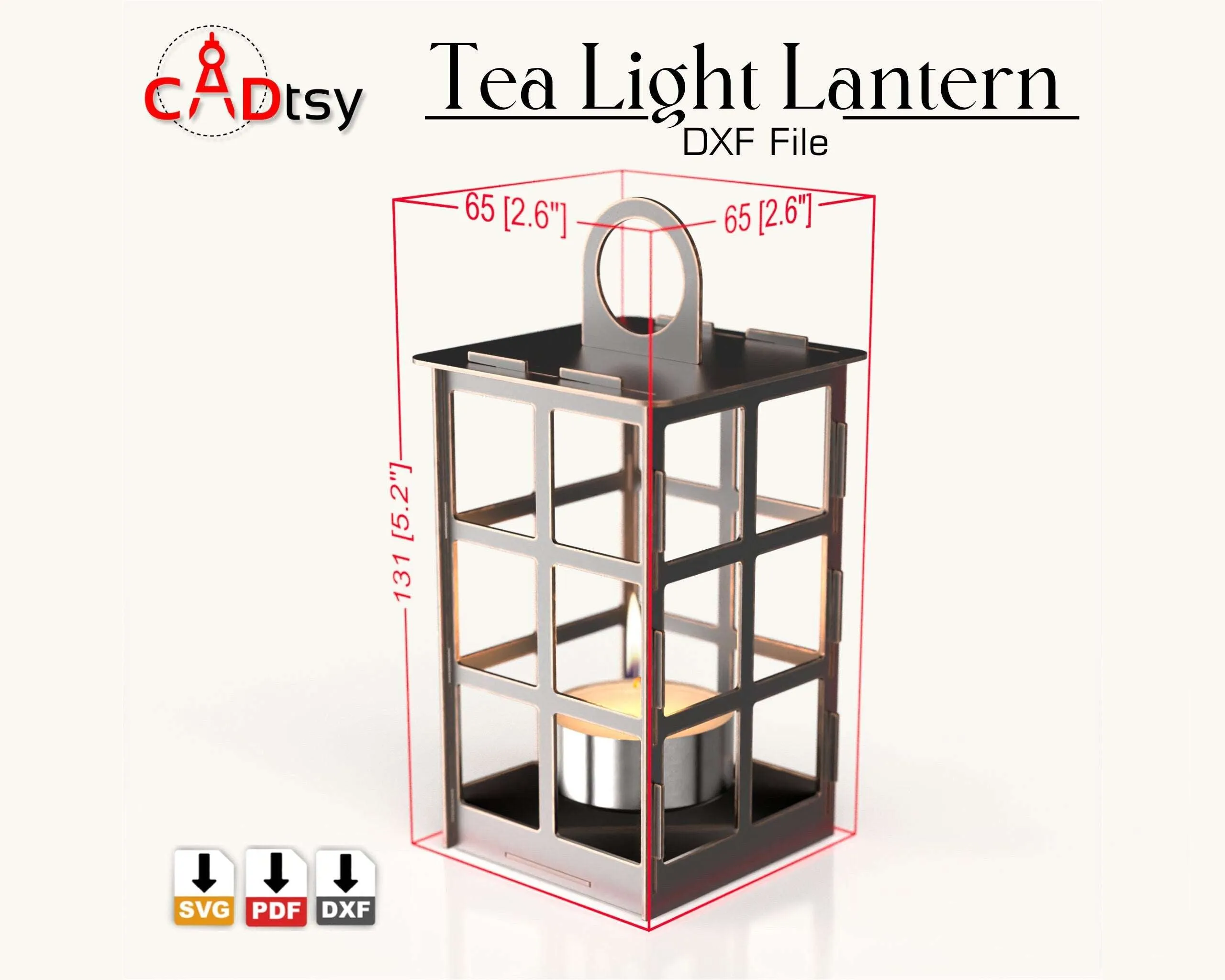 Tea Light Candle Lantern SVG / DXF - CNC Laser Cut Lamp Vector, Glowforge / Xtool Compatible